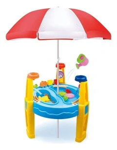 Outdoor Sand and Water Table Toy with Umbrella (28 Pcs Accessories)