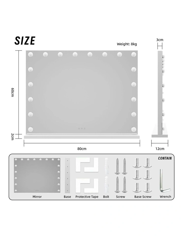 Beauty Mirror With 18 LED Bulbs & USB Ports in White image 3