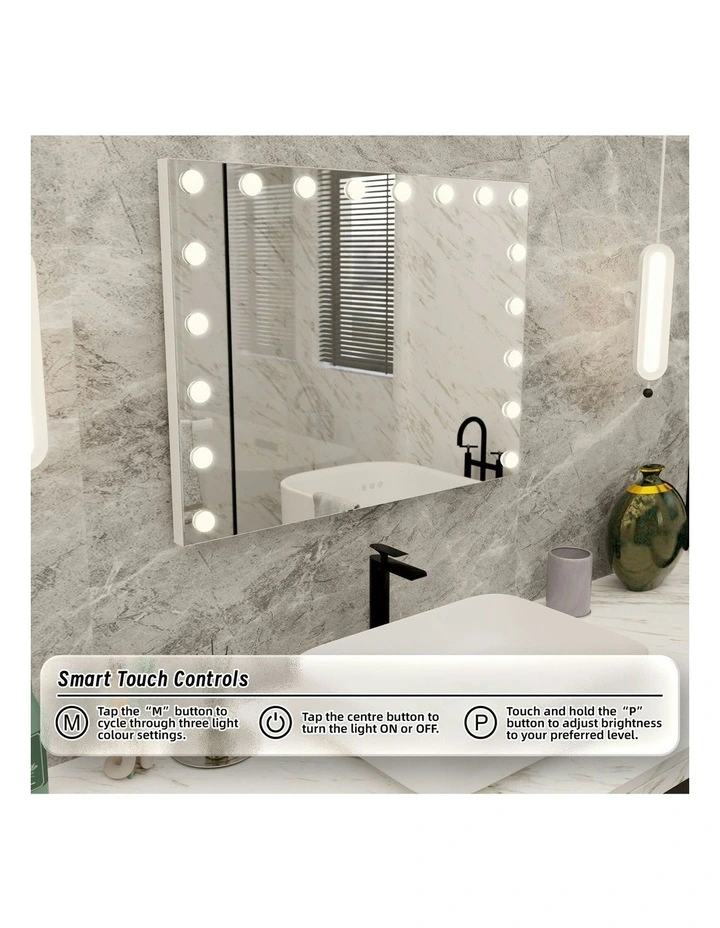 Beauty Mirror With 18 LED Bulbs & USB Ports in White image 4