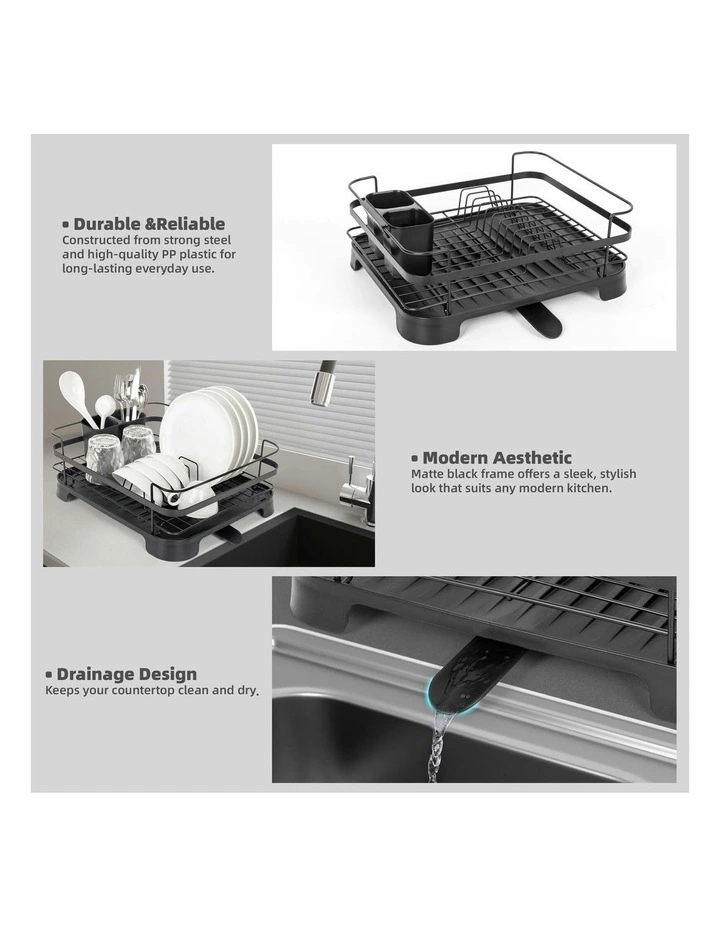 Steel Frame Dish Drying Rack in Black image 5