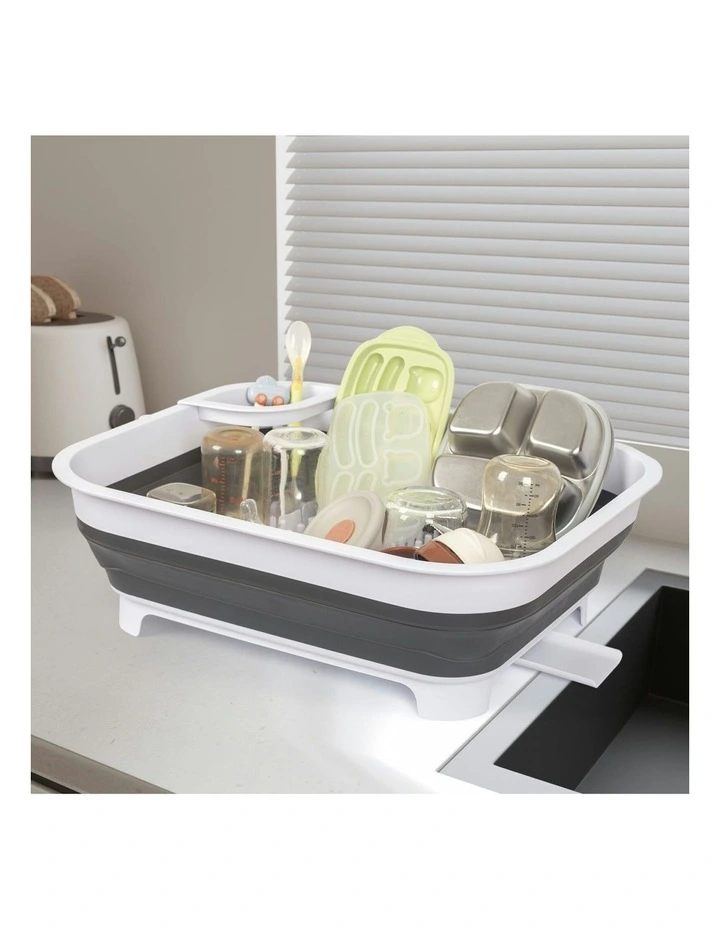 Collapsible Dish Rack in White/Grey image 3