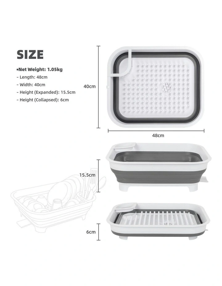 Collapsible Dish Rack in White/Grey image 4