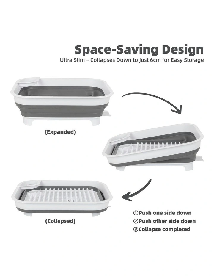 Collapsible Dish Rack in White/Grey image 7