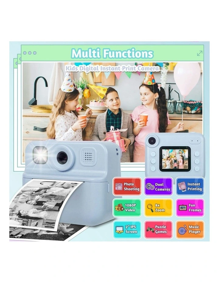 Instant Print Camera With Dual Lens And 1080P HD Video 48MP in Blue image 3