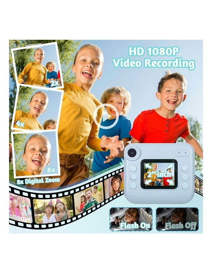 Instant Print Camera With Dual Lens And 1080P HD Video 48MP in Blue image 4