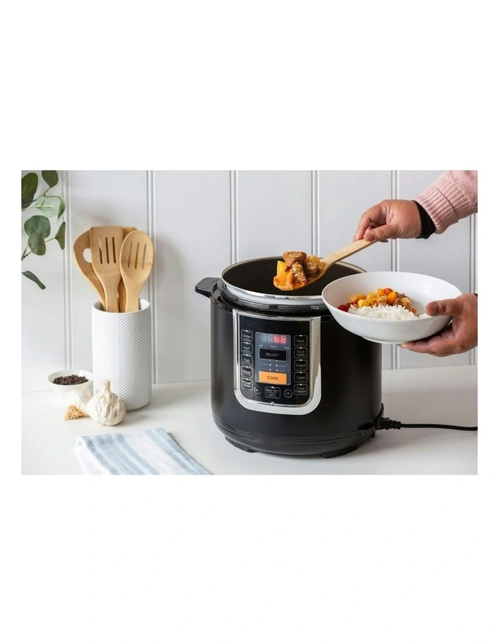 Ceramic Coated PFAS Free Automatic Pressure Cooker 6L in Black image 2