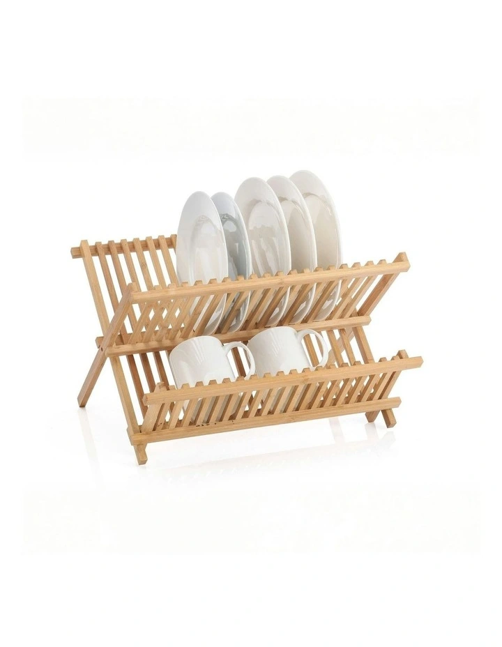 2 Tier Bamboo Dish Rack in Brown image 1