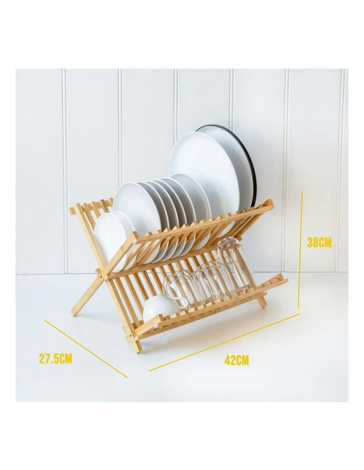 2 Tier Bamboo Dish Rack in Brown image 2