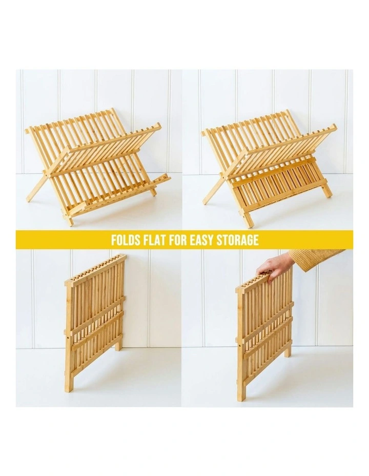 2 Tier Bamboo Dish Rack in Brown image 3