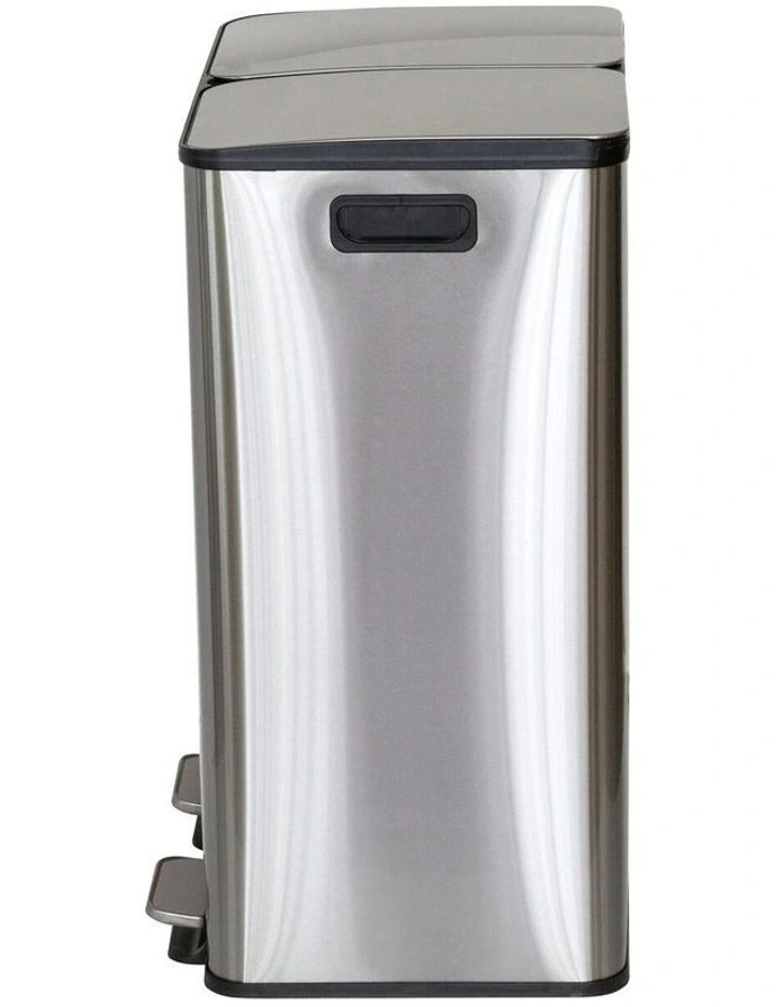 Stainless Steel Dual Compartment Pedal Operation Rubbish Bin 30L Each Section in Silver image 6