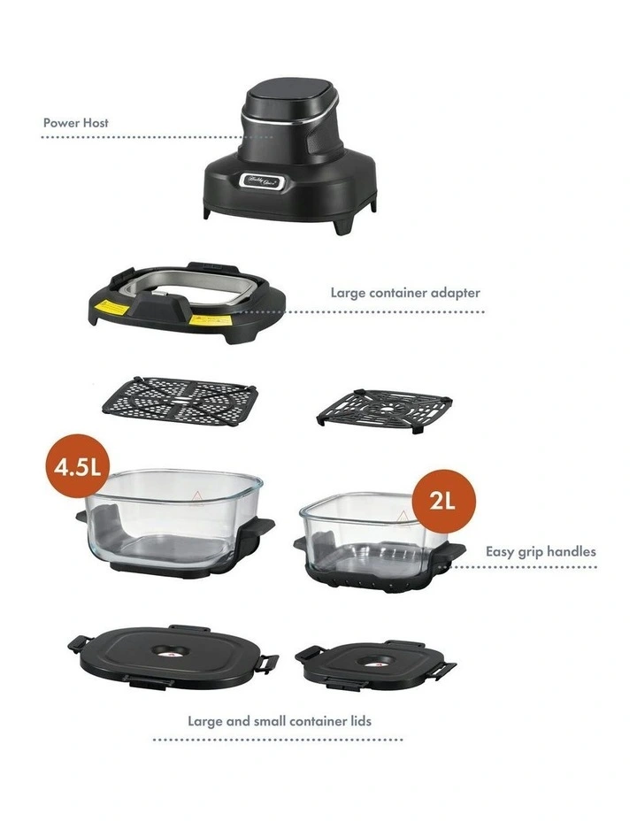 Crisp N Go Air Fryer Dual Glass Bowl 4.5L   2L 1400-1600 Watts in Black image 3