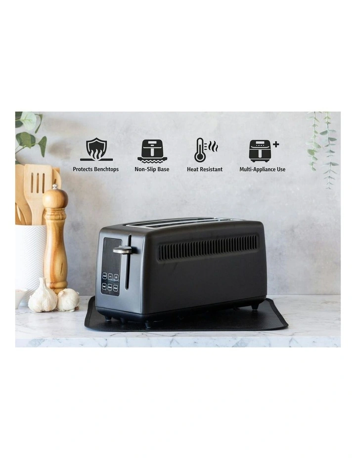 Non-Slip Heat-Resistant Air Fryer Benchtop Protector Mats Pack Of 2 40cm x 40cm in Black image 3