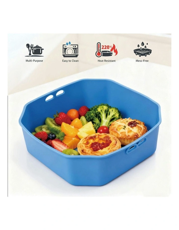 Air Fryer BPA-Free Multi-Purpose Silicone Liners Pack Of 2 in Blue image 6