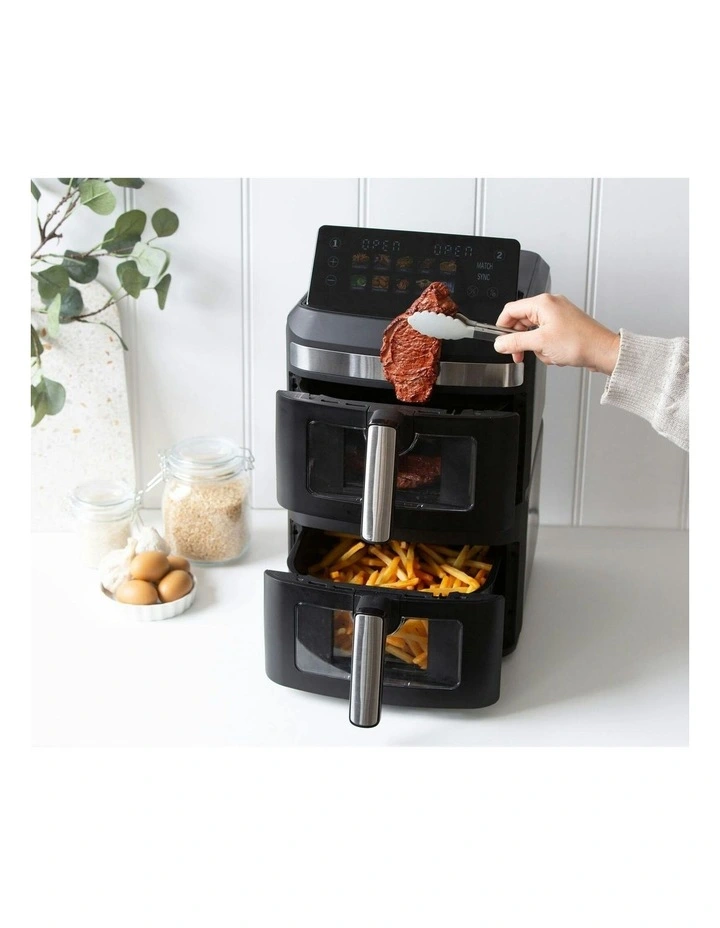 Dual Zone 2300W Double Stack Air Fryer with Foldable Top Display 13L image 2