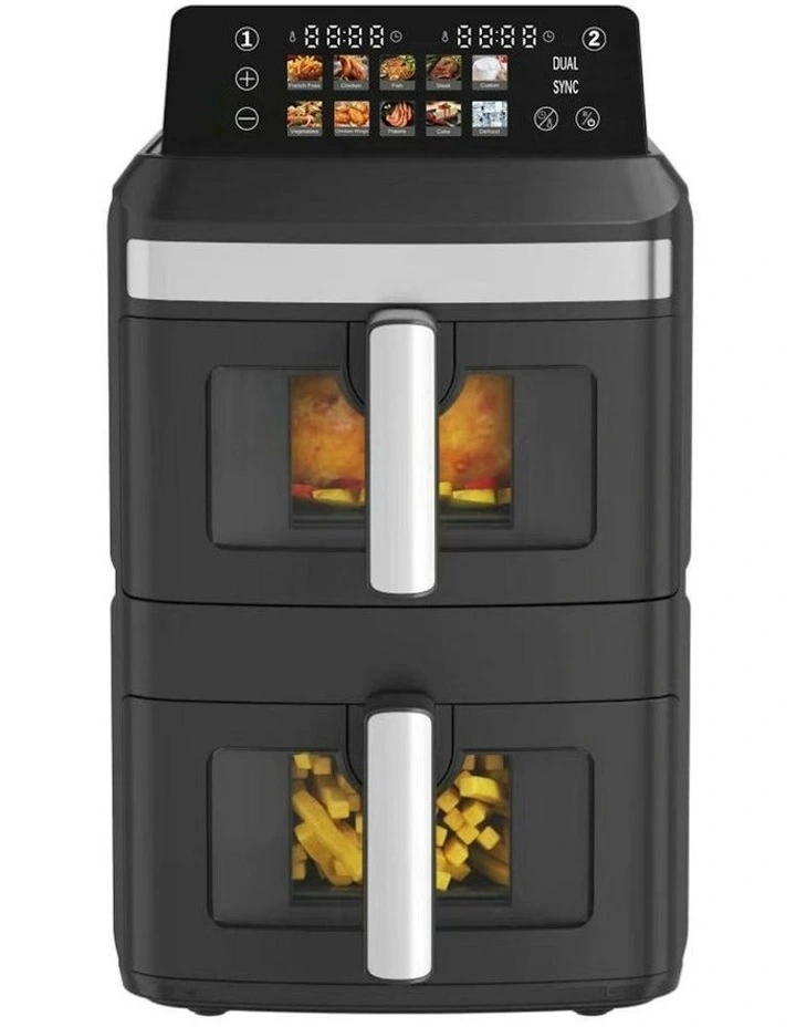 Dual Zone 2300W Double Stack Air Fryer with Foldable Top Display 13L image 3