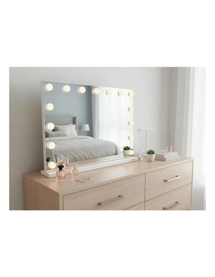 LED Beauty Mirror With 15 Bulbs 5848cm in White image 2