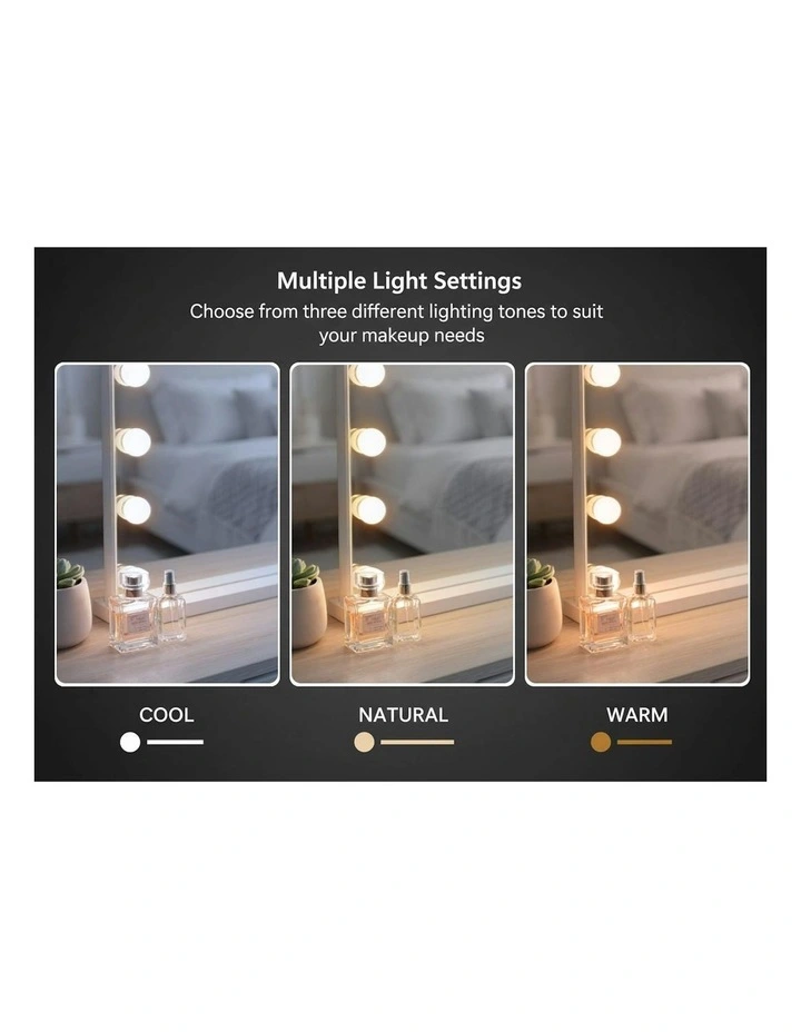 LED Beauty Mirror With 15 Bulbs 5848cm in White image 5