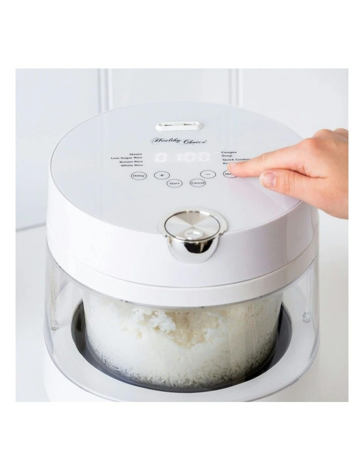 Pfas Free 5 Cup Glass Rice Cooker 600W in White image 2