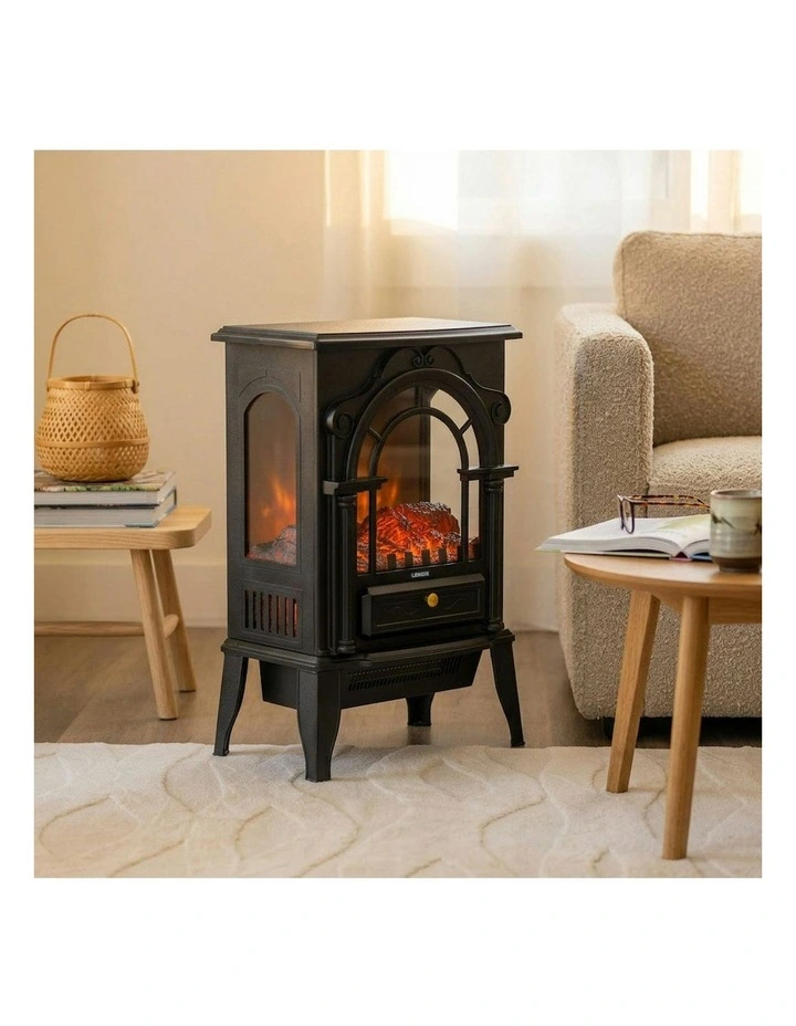 Electric 1000W to 2000W Freestanding Fireplace Heater with Panoramic 3 Sided Glass Design image 2
