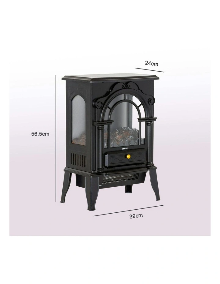 Electric 1000W to 2000W Freestanding Fireplace Heater with Panoramic 3 Sided Glass Design image 3