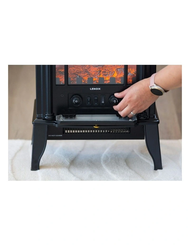 Electric 1000W to 2000W Freestanding Fireplace Heater with Panoramic 3 Sided Glass Design image 6