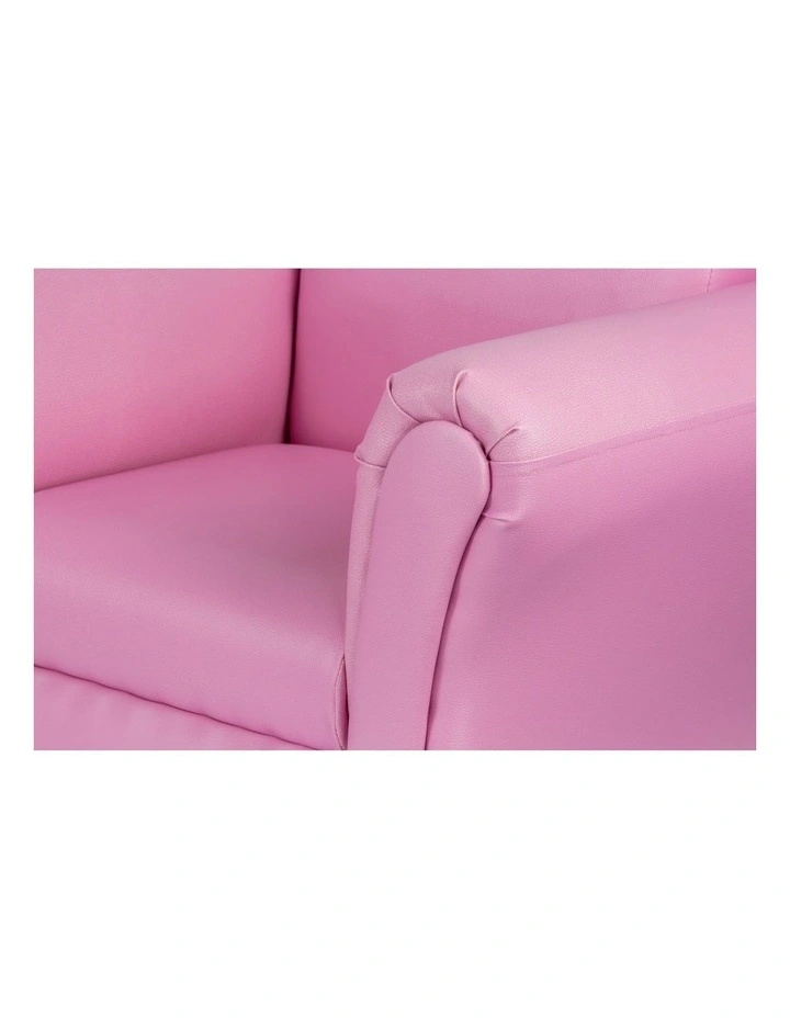 Kids Couch Sofa Chair with Footstool in Pink image 4