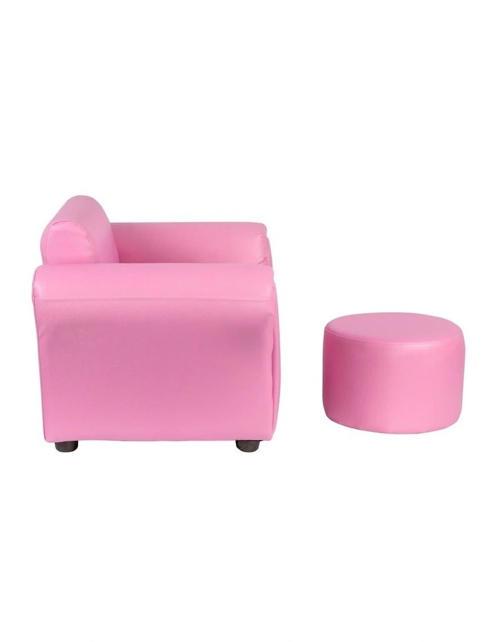 Kids Couch Sofa Chair with Footstool in Pink image 5