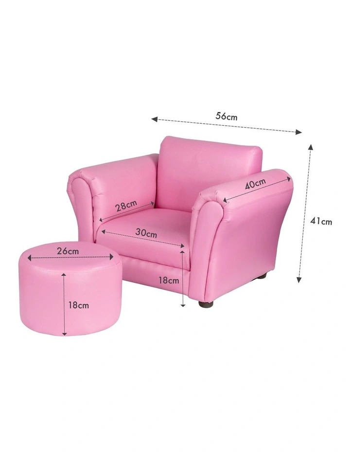Kids Couch Sofa Chair with Footstool in Pink image 7