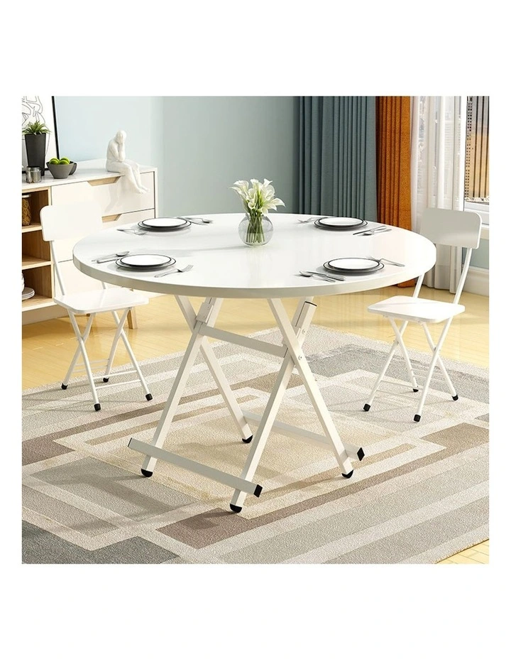 Portable Round Dining Table in White image 3