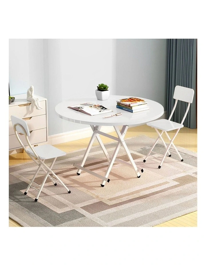 Portable Round Dining Table in White image 4