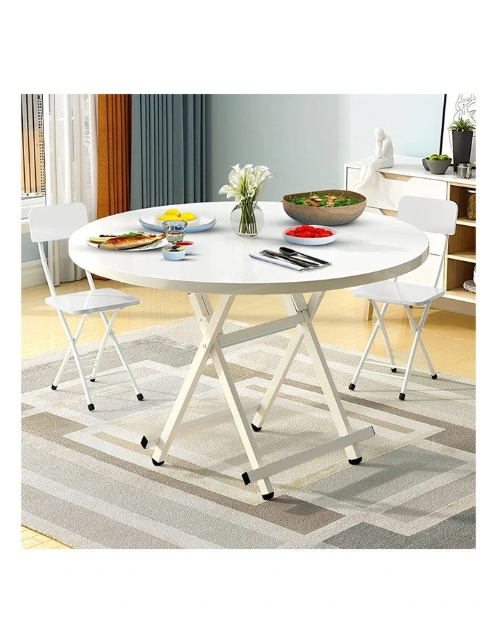 Portable Round Dining Table in White image 5