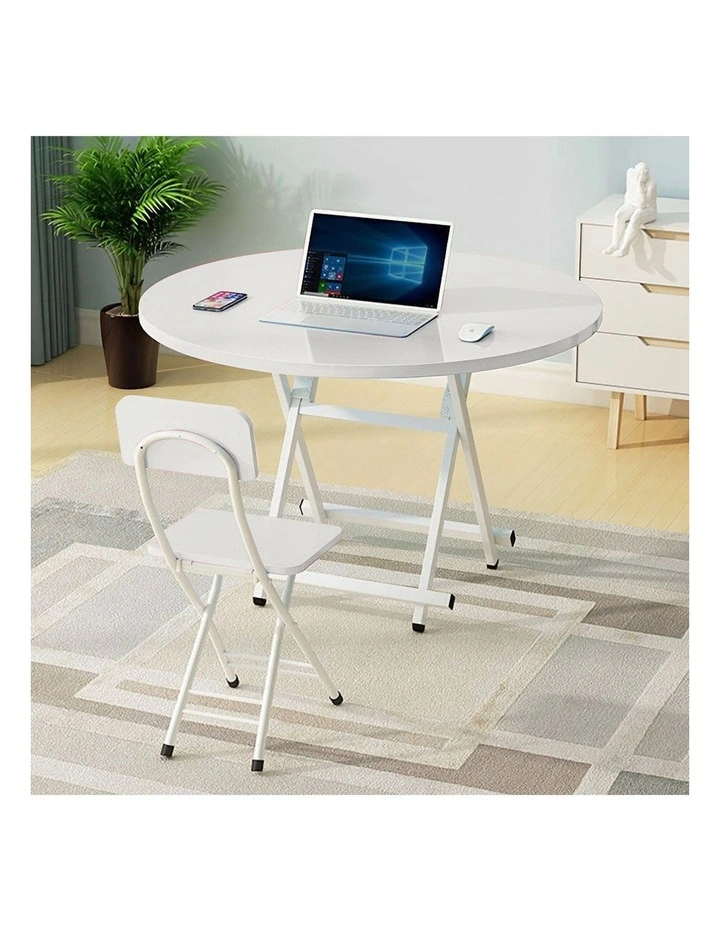 Portable Round Dining Table in White image 7
