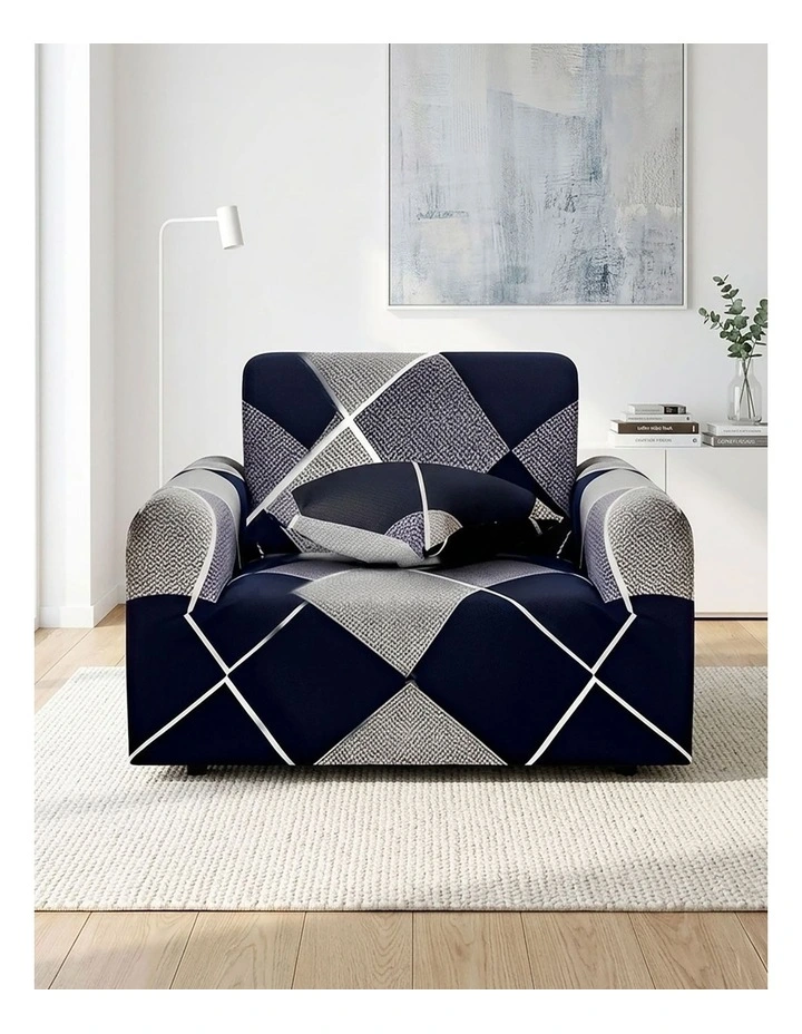High Stretch Checkered Sofa Cover Couch Lounge Protector Slipcovers 1-Seater in Multi image 2