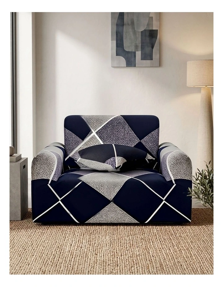 High Stretch Checkered Sofa Cover Couch Lounge Protector Slipcovers 1-Seater in Multi image 4