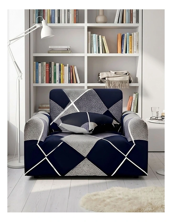 High Stretch Checkered Sofa Cover Couch Lounge Protector Slipcovers 1-Seater in Multi image 5