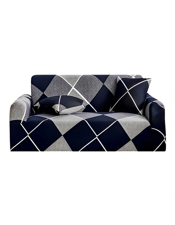 High Stretch Checkered Sofa Cover Couch Lounge Protector Slipcovers 2-Seater in Multi image 1