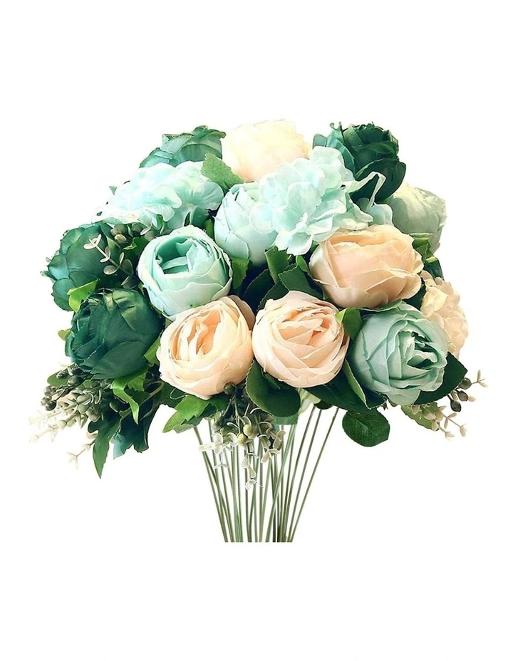 15 Heads Fake Rose Bouquet Table Decor 3 Piece in Assorted image 1