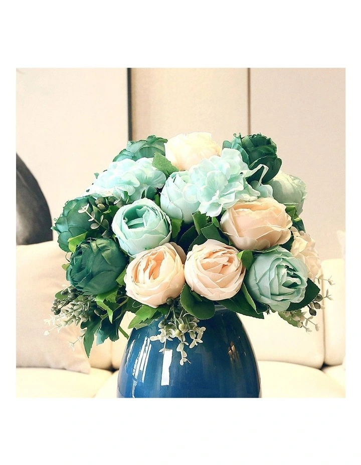 15 Heads Fake Rose Bouquet Table Decor 3 Piece in Assorted image 5