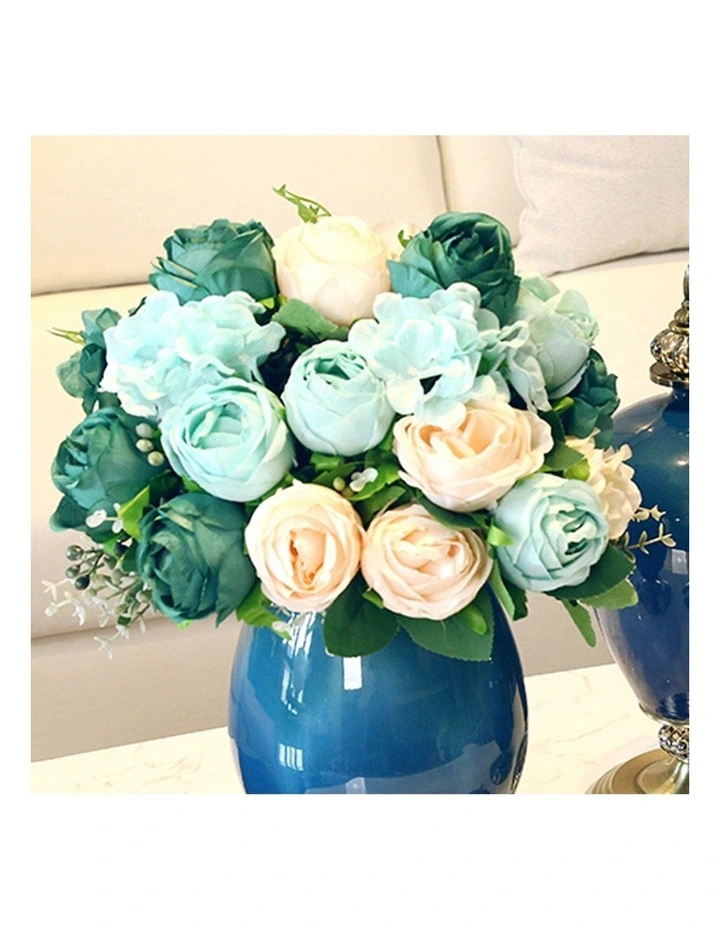 15 Heads Fake Rose Bouquet Table Decor 3 Piece in Assorted image 6