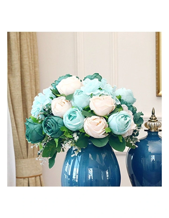 15 Heads Fake Rose Bouquet Table Decor 3 Piece in Assorted image 7