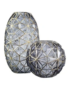 Diamond Cut Glass Flower Vase Round Jar in Assorted