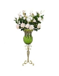 Glass Vase With Artificial Flower Set 12 Pieces 85cm in Multi