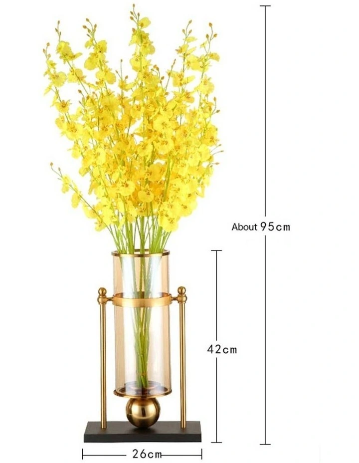 SOGA Modern Transparent Glass Vase With Artificial Flower 42cm In Multi