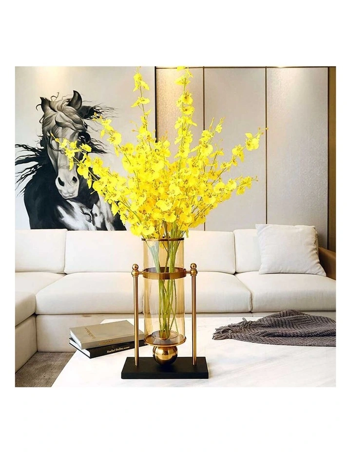 SOGA Modern Transparent Glass Vase With Artificial Flower 42cm In Multi
