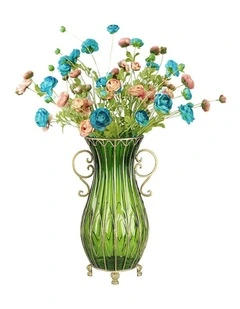 Glass Vase With Artificial Flower Set 12 Pieces 51cm in Multi