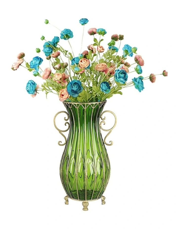 Glass Vase With Artificial Flower Set 12 Pieces 51cm in Multi image 1