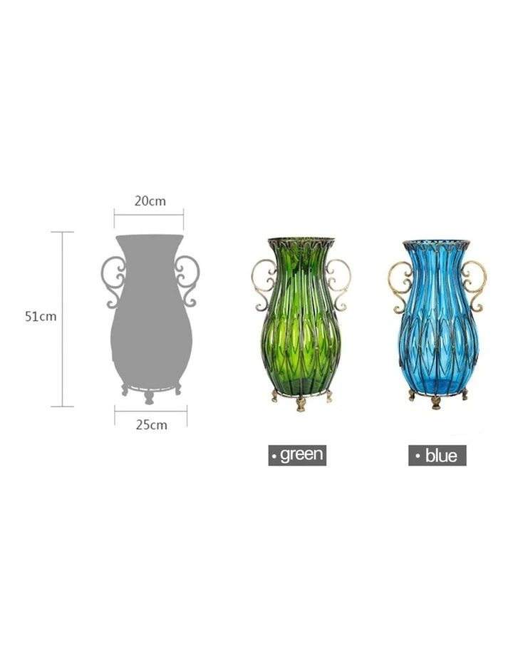Glass Vase With Artificial Flower Set 12 Pieces 51cm in Multi image 2