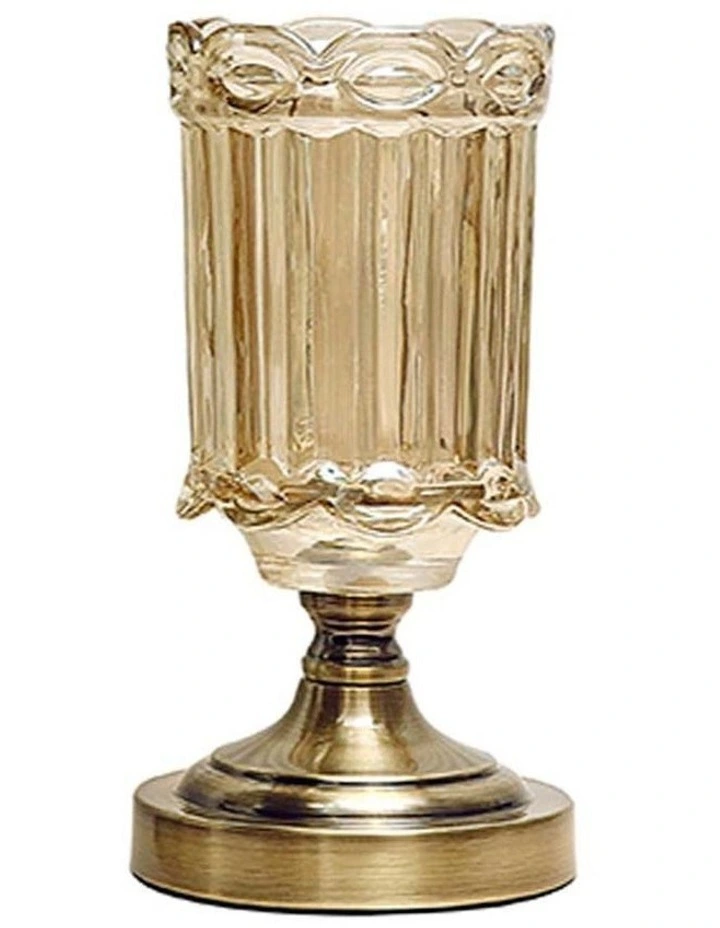 Transparent Glass Flower Vase with Metal Base 25cm in Multi image 1