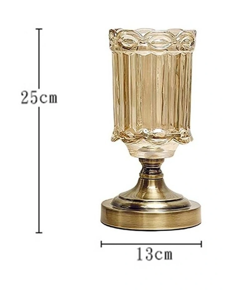 Transparent Glass Flower Vase with Metal Base 25cm in Multi image 2