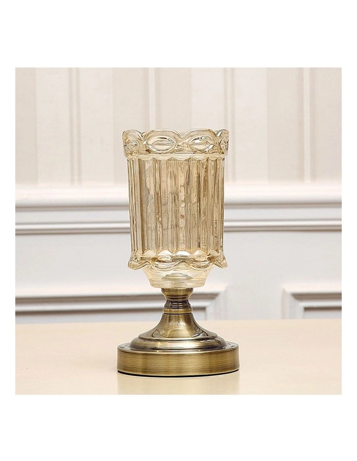 Transparent Glass Flower Vase with Metal Base 25cm in Multi image 5